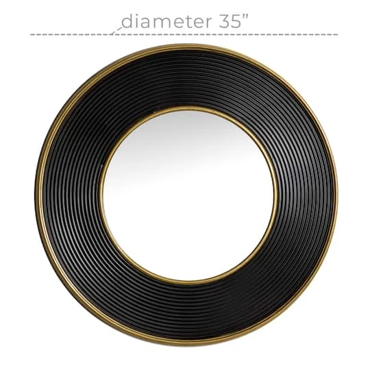 CosmoLiving By Cosmopolitan 35" Black Modern Metal Round Wall Mirror 9 CosmoLiving By Cosmopolitan 35" Black Modern Metal Round Wall Mirror - Image 7