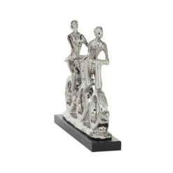 18" Silver Porcelain Cyclists Sculpture -Michaels Decor Sale D400444S 2