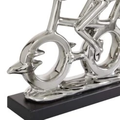 18" Silver Porcelain Cyclists Sculpture -Michaels Decor Sale D400444S 3