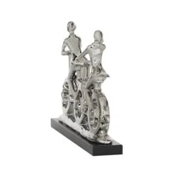 18" Silver Porcelain Cyclists Sculpture -Michaels Decor Sale D400444S 5