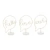 13" Gold Hello, Love & Wish Tabletop Sign Set