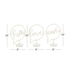 13" Gold Hello, Love & Wish Tabletop Sign Set -Michaels Decor Sale D401193S 7