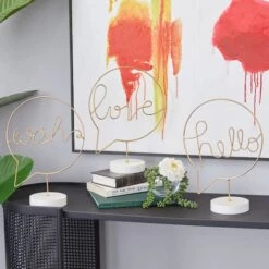 13" Gold Hello, Love & Wish Tabletop Sign Set -Michaels Decor Sale D401193S 8