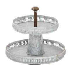 Silver Iron Farmhouse 2 Tier Tray Stand 11 Silver Iron Farmhouse 2 Tier Tray Stand -Michaels Decor Sale D401706S 2