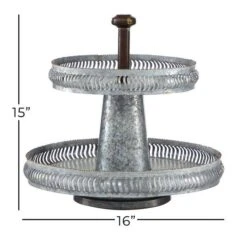 Silver Iron Farmhouse 2 Tier Tray Stand 14 Silver Iron Farmhouse 2 Tier Tray Stand -Michaels Decor Sale D401706S 5
