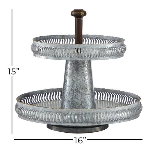 Silver Iron Farmhouse 2 Tier Tray Stand 8 Silver Iron Farmhouse 2 Tier Tray Stand - Image 6