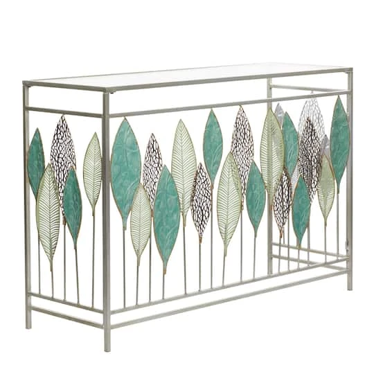 Silver Metal Contemporary Console Table 30" X 44" X 15" 4 Silver Metal Contemporary Console Table 30" X 44" X 15" - Image 2