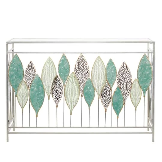 Silver Metal Contemporary Console Table 30" X 44" X 15" 5 Silver Metal Contemporary Console Table 30" X 44" X 15" - Image 3