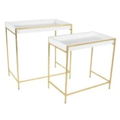 Set Of 2 Gold Metal Contemporary Console Table, 22", 20" -Michaels Decor Sale D401817S 1 1