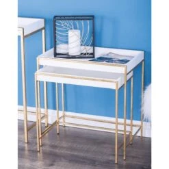 Set Of 2 Gold Metal Contemporary Console Table, 22", 20" -Michaels Decor Sale D401817S 8