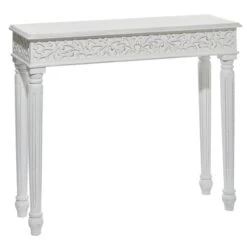 White Farmhouse Mango Wood Console Table, 30" X 36"