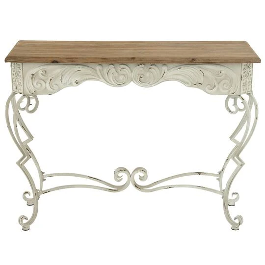 White Farmhouse Metal Console Table, 32" X 42" 3 White Farmhouse Metal Console Table, 32" X 42"