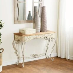 White Farmhouse Metal Console Table, 32" X 42" 14 White Farmhouse Metal Console Table, 32" X 42" -Michaels Decor Sale D401844S 5