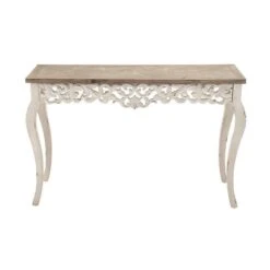 White Farmhouse Wood Console Table, 30" X 46"