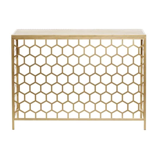 Gold Metal Contemporary Console Table 30" X 42" X 14" 5 Gold Metal Contemporary Console Table 30" X 42" X 14" - Image 3