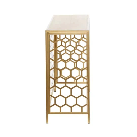 Gold Metal Contemporary Console Table 30" X 42" X 14" 6 Gold Metal Contemporary Console Table 30" X 42" X 14" - Image 4