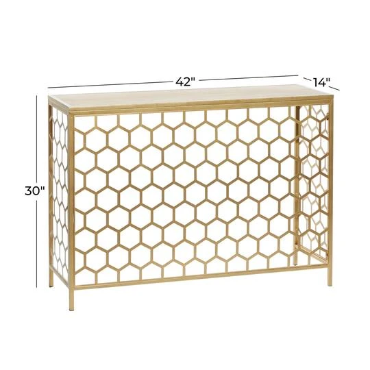 Gold Metal Contemporary Console Table 30" X 42" X 14" 10 Gold Metal Contemporary Console Table 30" X 42" X 14" - Image 8