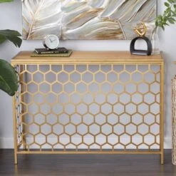 Gold Metal Contemporary Console Table 30" X 42" X 14" 19 Gold Metal Contemporary Console Table 30" X 42" X 14" -Michaels Decor Sale D401871S 8
