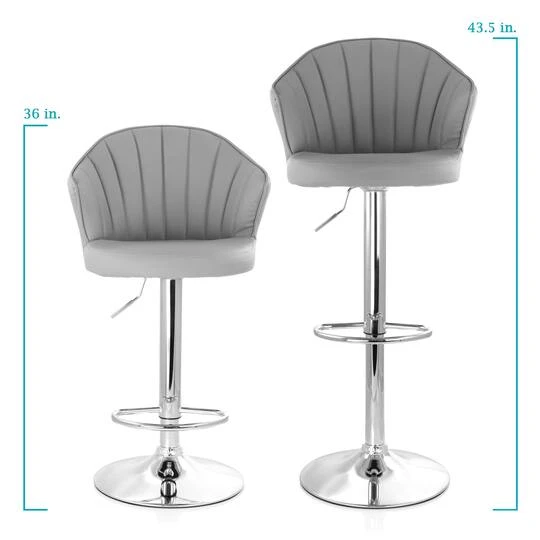 Elama Dark Gray Shell Faux Leather Bar Stool, 2ct. 13 Elama Dark Gray Shell Faux Leather Bar Stool, 2ct. - Image 11