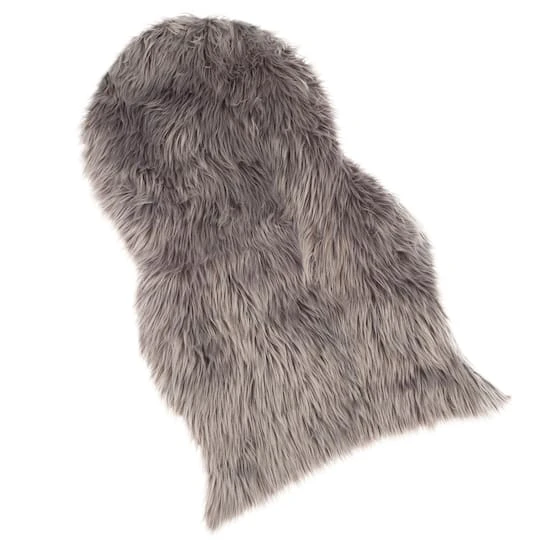Hastings Home Faux Sheepskin Fur Rug, 2ft. X 3ft. Gray 3 Hastings Home Faux Sheepskin Fur Rug, 2ft. X 3ft. Gray