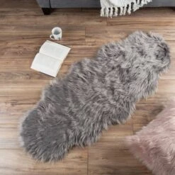 Hastings Home Faux Sheepskin Fur Rug Gray -Michaels Decor Sale D404684S 2