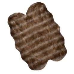Hastings Home Brown Faux Sheepskin Fur Rug, 4ft. X 5ft.