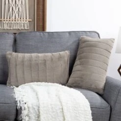 Hastings Home Gray Faux Rabbit Fur Lumbar Pillows, 2ct. -Michaels Decor Sale D404689S 2