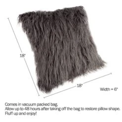 Hastings Home Mongolian Faux Fur Pillow, 18" X 18" Gray -Michaels Decor Sale D404705S 3