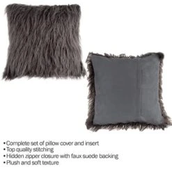 Hastings Home Mongolian Faux Fur Pillow, 18" X 18" Gray -Michaels Decor Sale D404705S 4