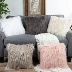 Hastings Home Mongolian Faux Fur Pillow, 18" X 18" Gray -Michaels Decor Sale D404705S 6