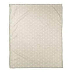 Beige & White Swiss Cross Pattern Fleece Blanket