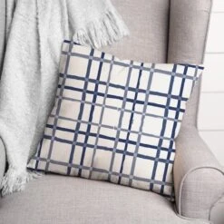 Blue & Gray Plaid Pillow -Michaels Decor Sale D445551S 2