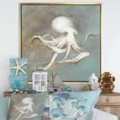 Designart - Octopus Treasures From The Sea - Nautical & Coastal Framed Canvas -Michaels Decor Sale D447534S 2