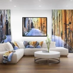 Designart - Pictorial Street Of Old Italy - Cityscape Framed Canvas Art Print Black -Michaels Decor Sale D448306S 3