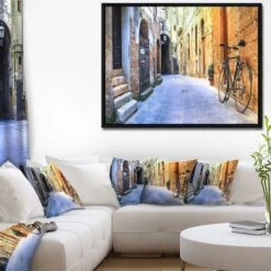 Designart - Pictorial Street Of Old Italy - Cityscape Framed Canvas Art Print Black -Michaels Decor Sale D448306S 4