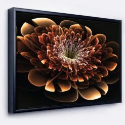 Designart - Brown Fractal Flower - Modern Floral Framed Canvas Art Print Black