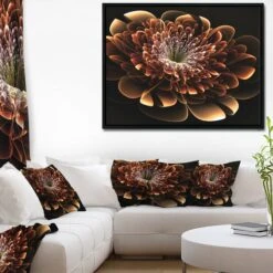 Designart - Brown Fractal Flower - Modern Floral Framed Canvas Art Print Black -Michaels Decor Sale D448609S 4