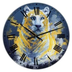 Designart Tiger Spirit In Blue And Gold Oversized Fashion Wall Clock -Michaels Decor Sale D451909S 1 1
