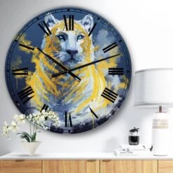 Designart Tiger Spirit In Blue And Gold Oversized Fashion Wall Clock -Michaels Decor Sale D451909S 2