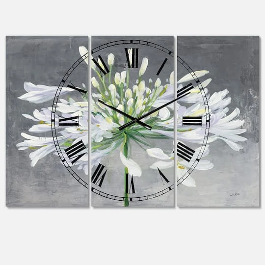 Designart 'Flower Cleome Splash I Traditional Multipanel Wall Clock 4 Designart 'Flower Cleome Splash I Traditional Multipanel Wall Clock - Image 2