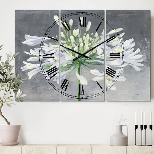 Designart 'Flower Cleome Splash I Traditional Multipanel Wall Clock 5 Designart 'Flower Cleome Splash I Traditional Multipanel Wall Clock - Image 3