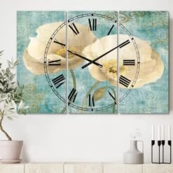 Designart Bouquet Poppies On Paisley II 3 Farmhouse Panel Wall Clock -Michaels Decor Sale D452089S 2