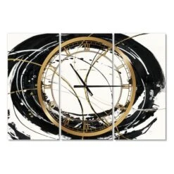 Designart 'Gold Metallic Circle Modern Multipanel Wall Clock