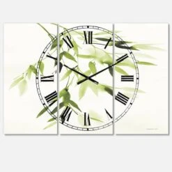 Designart 'Simplist Bamboo Leaves I Lake House Multipanel Wall Clock