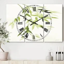 Designart 'Simplist Bamboo Leaves I Lake House Multipanel Wall Clock -Michaels Decor Sale D452321S 2