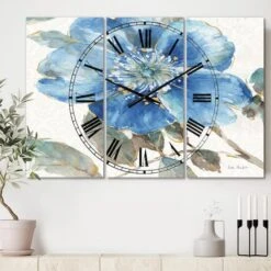 Designart Indigold Watercolor Flower I Traditional 3 Panel Wall Clock -Michaels Decor Sale D452444S 2