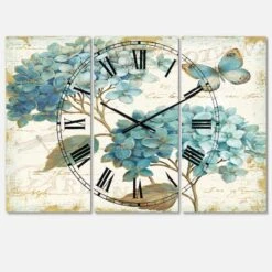 Designart 'Butterfly Blue Garden I Traditional Multipanel Wall Clock