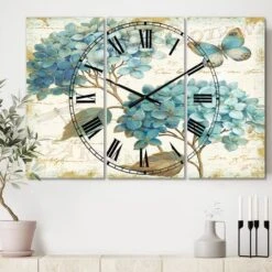 Designart 'Butterfly Blue Garden I Traditional Multipanel Wall Clock 8 Designart 'Butterfly Blue Garden I Traditional Multipanel Wall Clock -Michaels Decor Sale D452448S 2