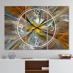 Designart Symmetrical Yellow Fractal Flower Multipanel Wall Clock -Michaels Decor Sale D452916S 2