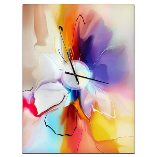 Designart 'Creative Flower In Multiple Colors Farmhouse Rectangular Wall Clock 3 Designart 'Creative Flower In Multiple Colors Farmhouse Rectangular Wall Clock